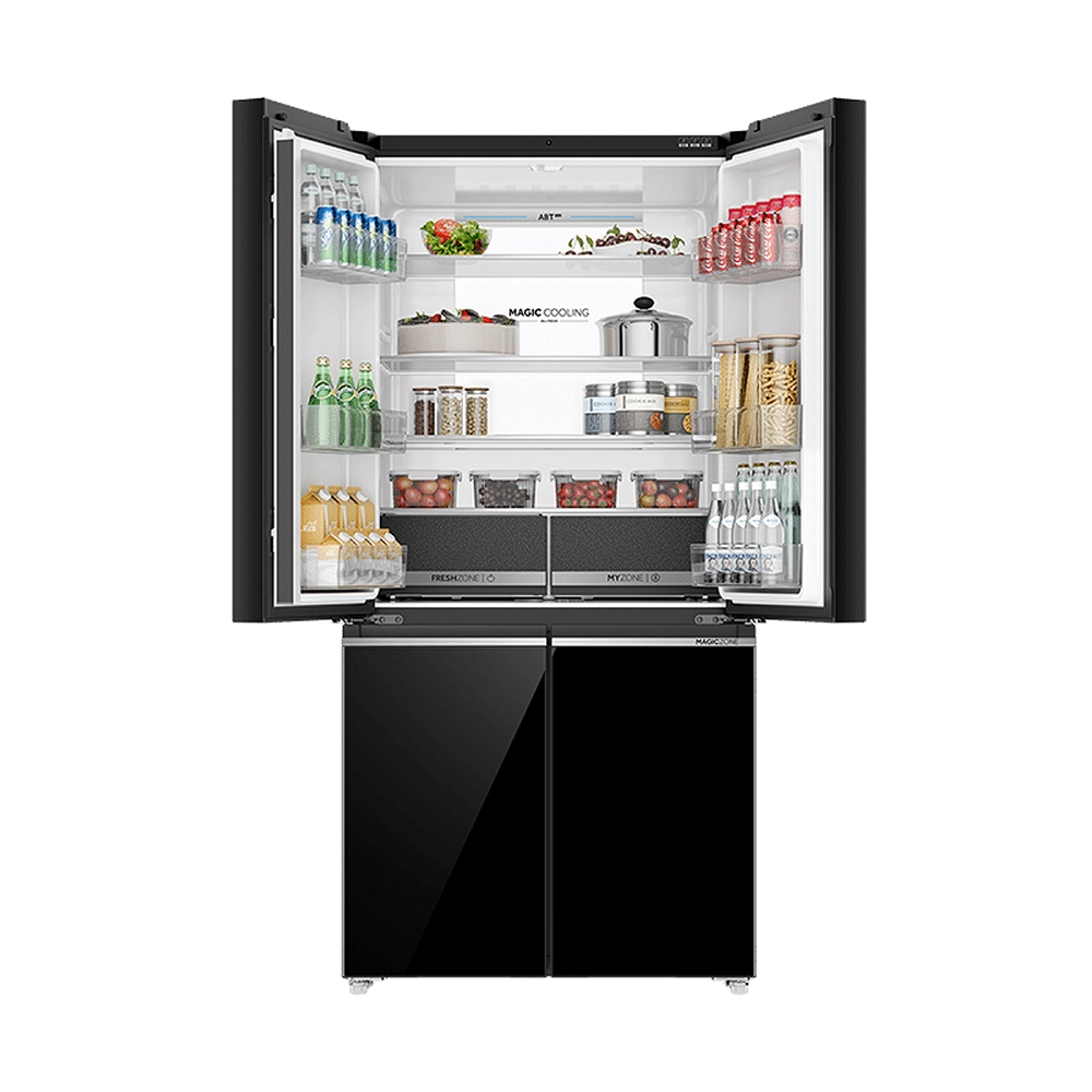 Haier 630L Black Glass 4-door Convertible Refrigerator